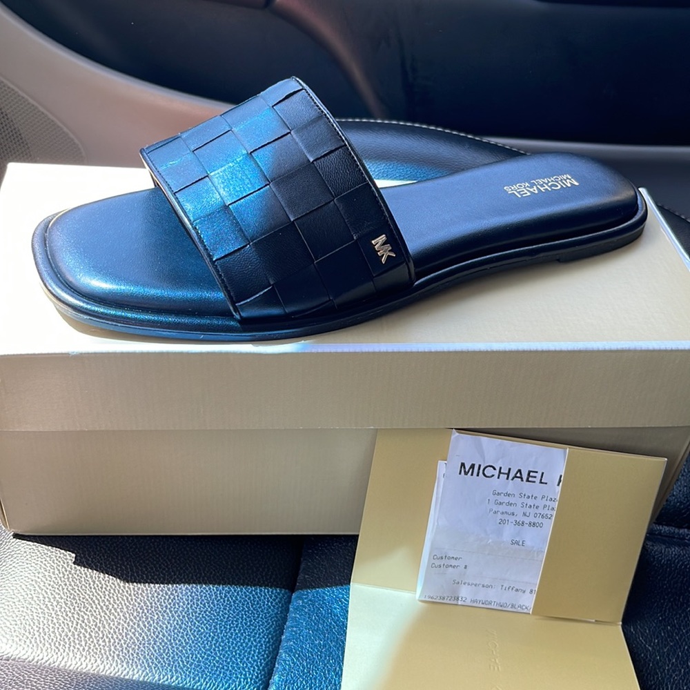 Michael Kors Hayworth Woven Leather slide